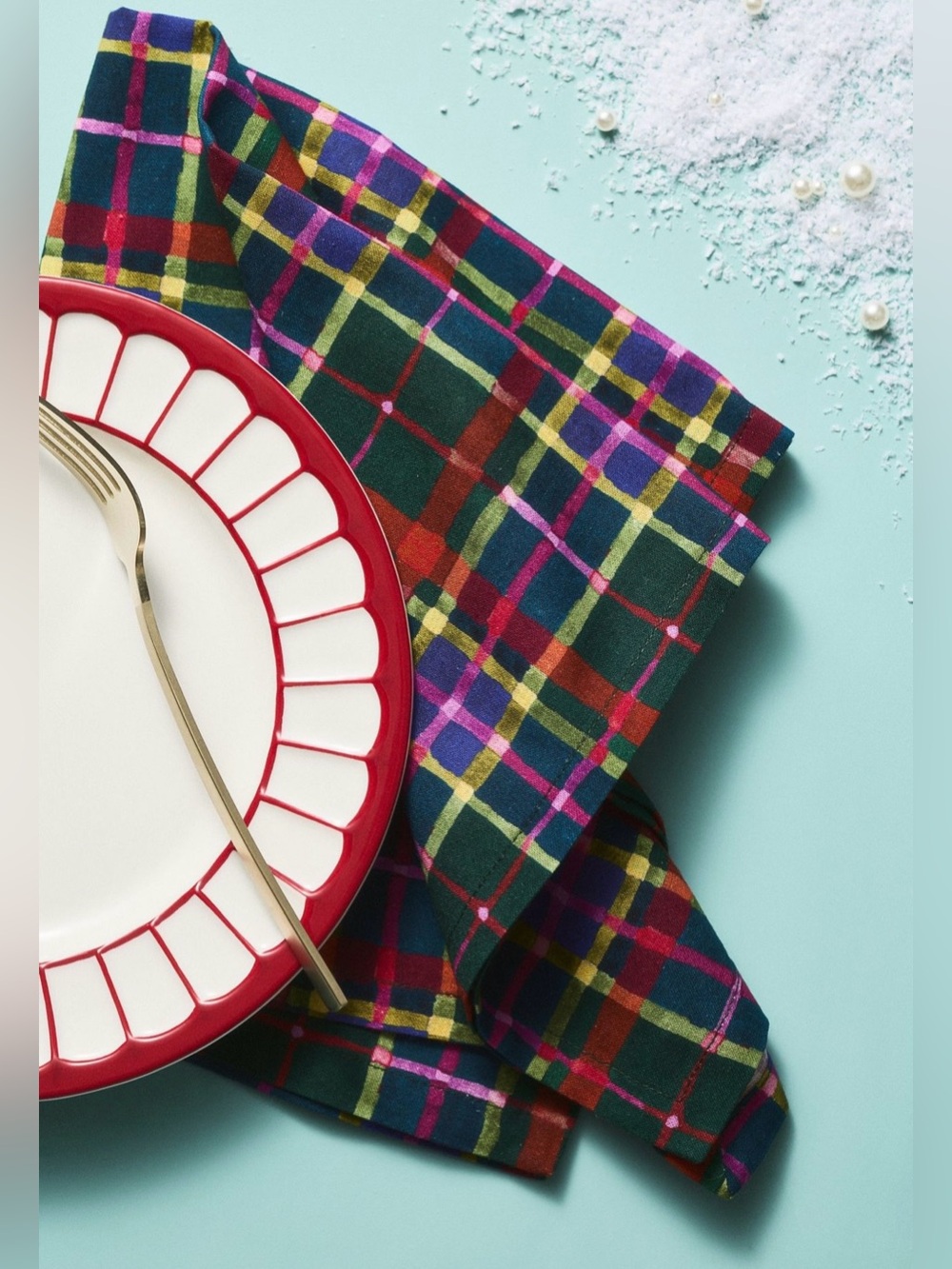 Anthropologie Tartan Cotton Napkins, Set of 4